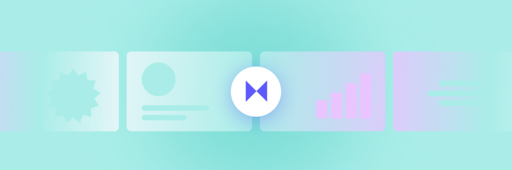 An abstract illustration featuring a series of stylized icons representing user profile, settings, and analytics on a gradient background, enhanced with video transitions.