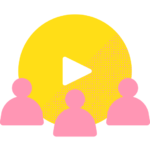 Icon depicting a group of people watching a video presentation.