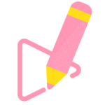 A stylized pink and yellow pencil icon drawing a line.