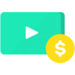 Video play button with a dollar sign symbolizing monetized content.