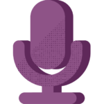 Podcast microphone icon in a flat design style.
