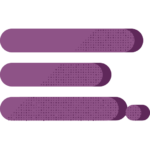 Three purple ellipses of decreasing size aligned to the right with a small circle at the end, representing a chat icon.
