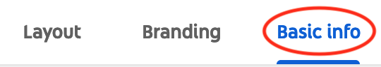 Screenshot highlighting the 'basic info' tab in a navigation menu.