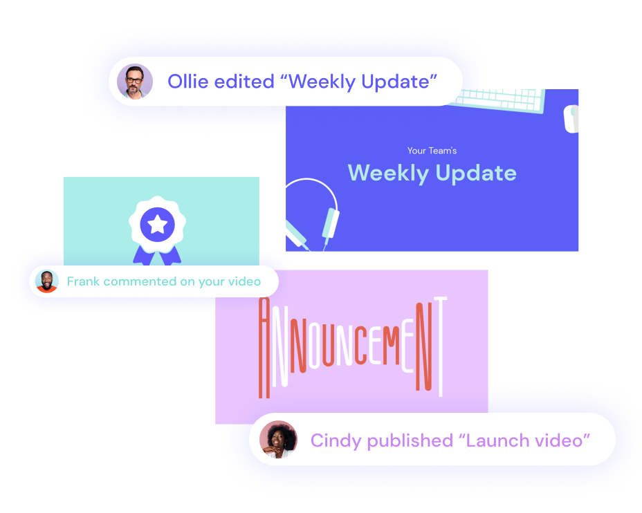 Notifications for content updates and interactions in a team collaboration platform.