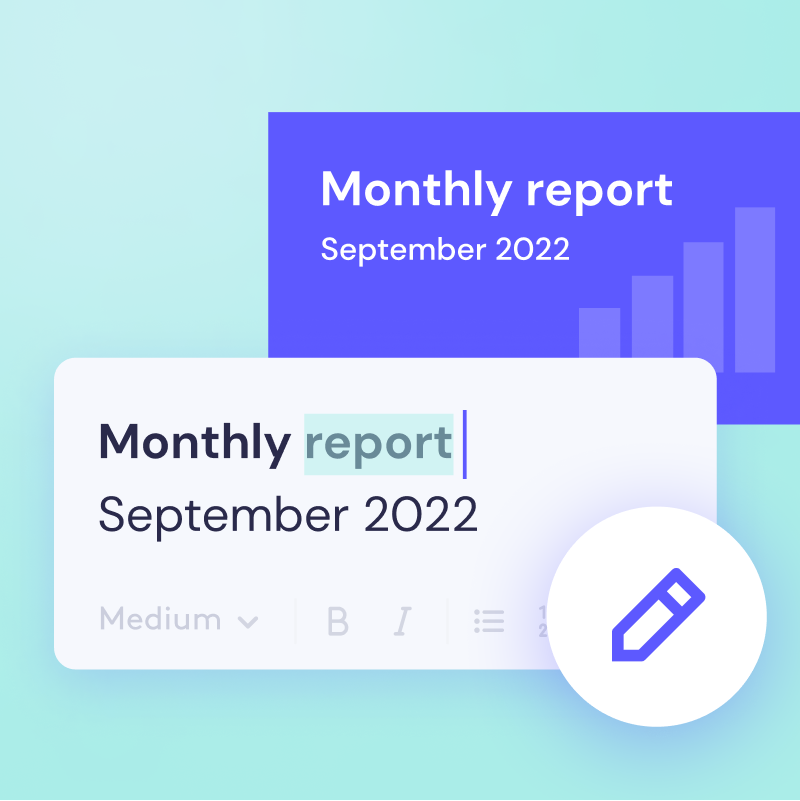 Digital monthly report for september 2022 displayed on a user interface with editing tools.