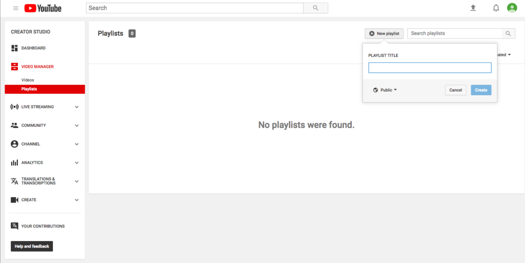Как создать плейлист на ютубе. New playlist