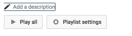Interface showing options to 'play all' and access 'playlist settings' for a media playlist.