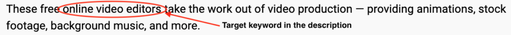 Text excerpt highlighted suggesting online video editors ease the video production process by providing animations, stock footage, and more.