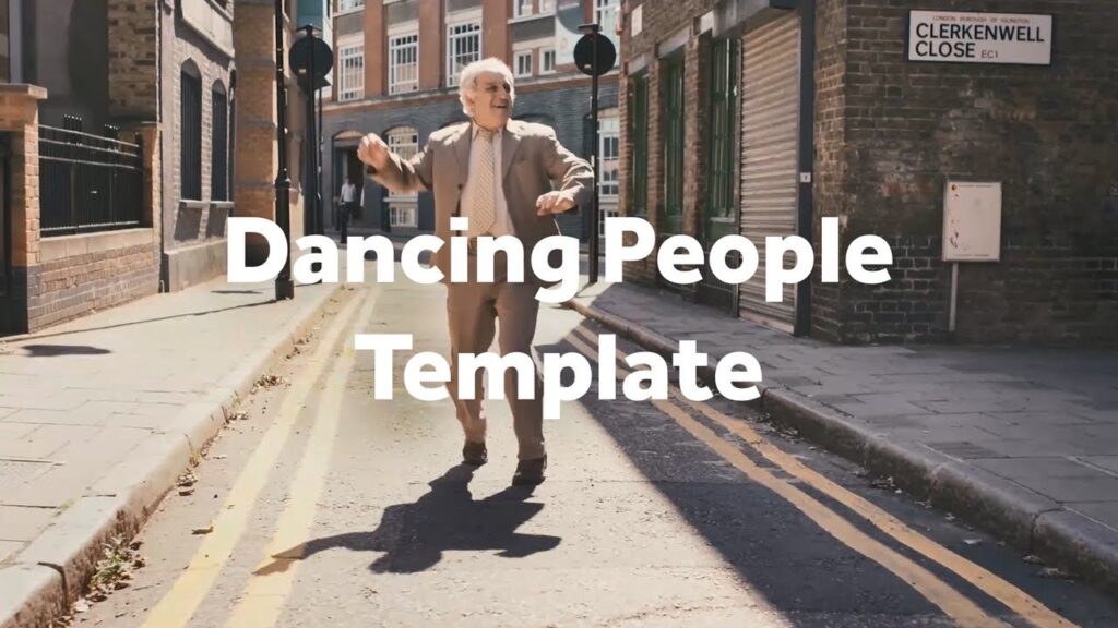 Elderly man dancing on a city street.