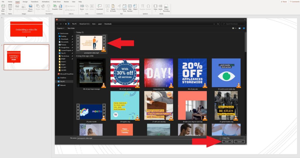 embed video in powerpoint presentation