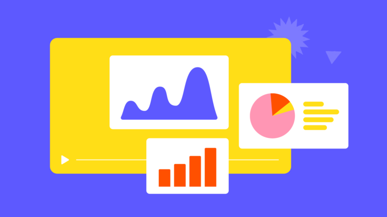 Illustration of a modern data analytics concept with graphs and charts displayed on digital screens.