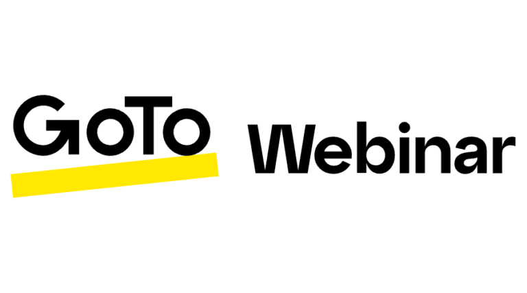 Goto webinar logo with a yellow underline beneath the text "goto".