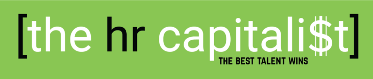 Logo of "[the hr capitalist]" with the tagline "the best talent wins" against a green background.
