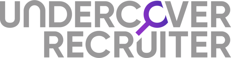 Logo of undercover recruiter with a magnifying glass symbol substituting for the letter 'c'.