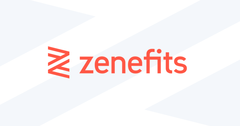 Logo of zenefits on a white background with a geometric design.