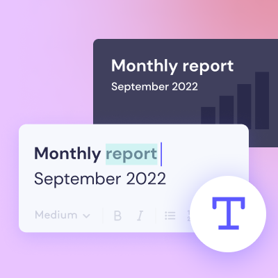 A screenshot of a digital monthly report for September 2022 being edited on a computer screen, created with Biteable video maker.