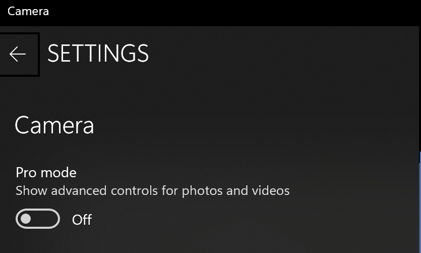 A screenshot of the Biteable video maker application settings menu with an option to toggle 'pro mode' on or off.