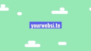 Placeholder website address on a mint green background with simplified browser window illustrations, featuring the Biteable video maker.
