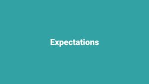 Turquoise background with the word "expectations" in white, centered text, created using Biteable video maker.