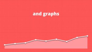 Line graph on a red grid background, showing a fluctuating trend with the text "Biteable video maker" above.