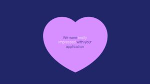 A pink heart on a blue background with text saying "we were really impressed with your Biteable video maker application.
