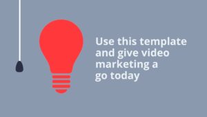 Red light bulb illustration on gray background with text "use this Biteable video maker template and give video marketing a go today".