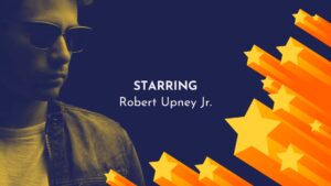 Man in sunglasses with graphic stars and Biteable video maker text overlay indicating a starring role.