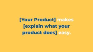 A template for a promotional message on a yellow background stating, "Biteable video maker makes creating engaging videos easy.