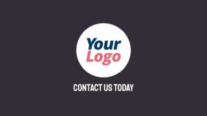 Generic company logo with a Biteable video maker call to action for contacting the business.