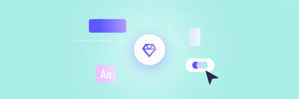 Graphic of digital marketing elements featuring icons like a graph, magnifying glass, and advertisement tag on a soft blue gradient background created with Biteable video maker.