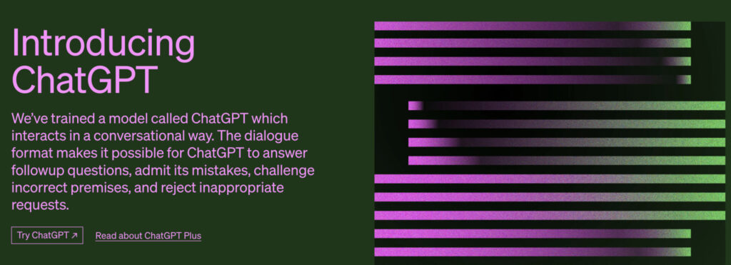 Promotional graphic for Biteable video maker featuring purple and green gradient blinds effect with introductory text on the left side.