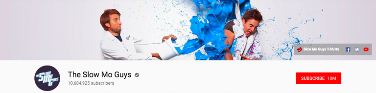 Banner image for the Biteable video maker featuring two men, one in a lab coat and the other in a blue shirt, interacting with a dynamic blue liquid splash.