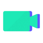 Graphic image featuring a green rectangle overlaid with a fine dot pattern and partially obscured by a blue shape with curved corners, created using Biteable video maker.
