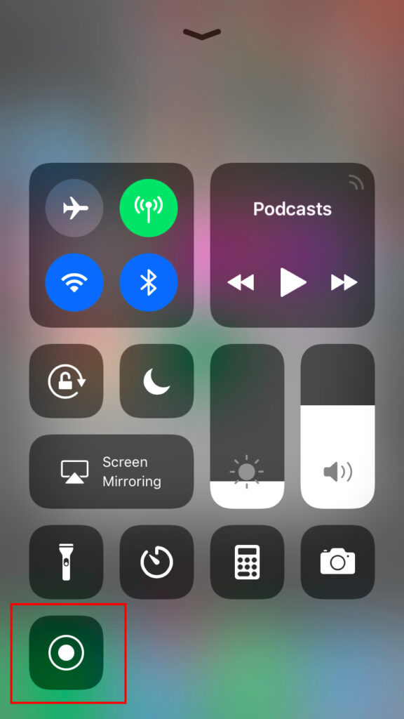 Iphone screen displaying the control center with focus on the Biteable video maker button highlighted in green.