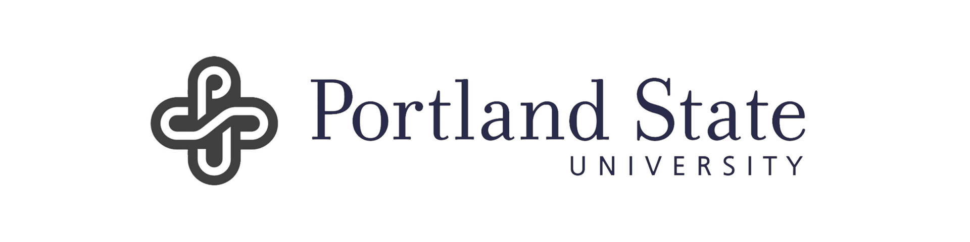 Portland State University logo with a geometric knot design on the left and the words "Portland State University" in dark text on a white background.