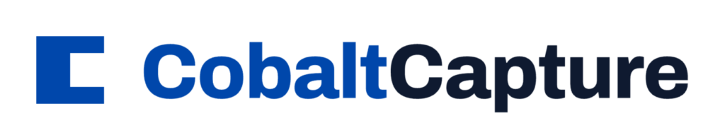 CobaltCapture logo with a blue square symbol on the left and the company name in blue and black text on a light background.