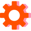 Orange gear icon with a white center.