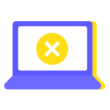 An illustration of a laptop with an error symbol on the screen.